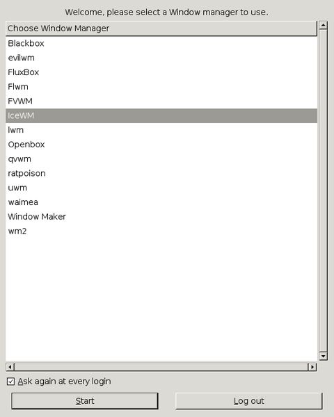 choosewm — поддельный x-session-manager, позволяющий пользователю выбирать wm