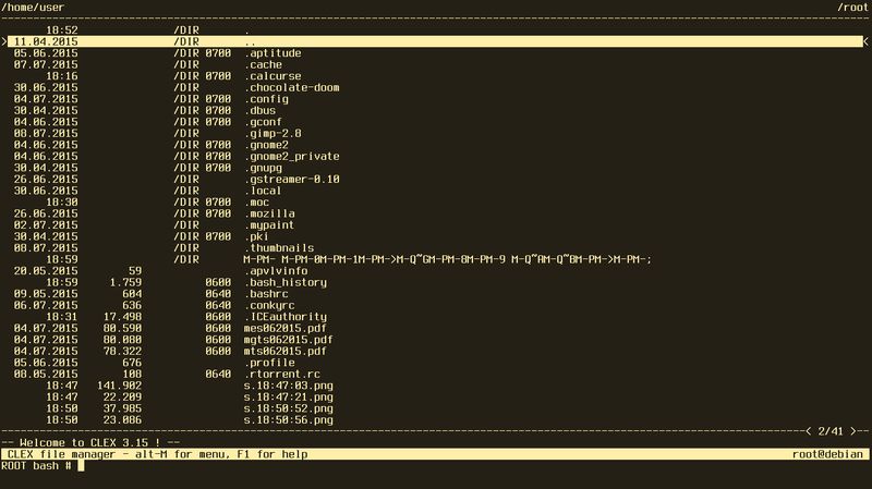 clex — диспетчер файлов командной строки, который использует библиотеку ncurses