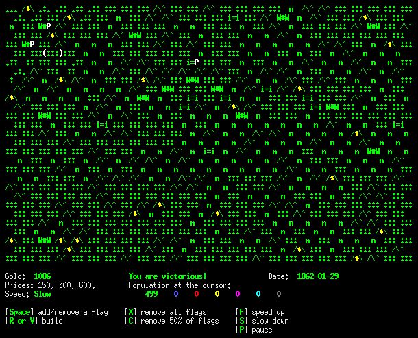 curseofwar — Быстро развивающаяся стратегия действий для Linux на основе ncurses