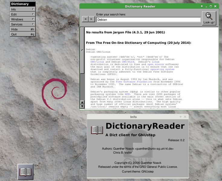 dictionaryreader.app — Клиент Dict для GNUstep
