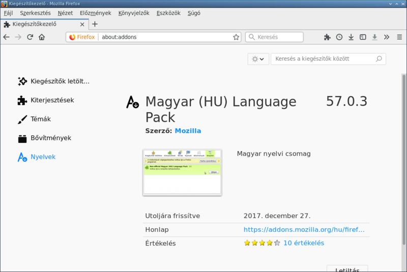 firefox-locale-hu — Венгерский языковой пакет для Firefox
