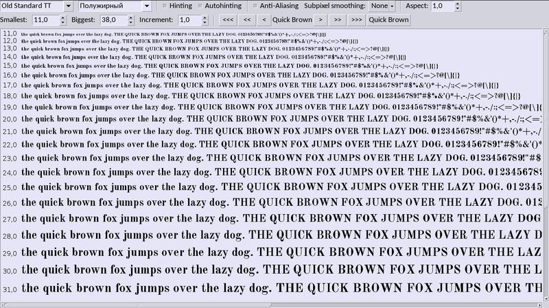 fonts-oldstandard — умный шрифт с широким спектром латинских, греческих и кириллических символов