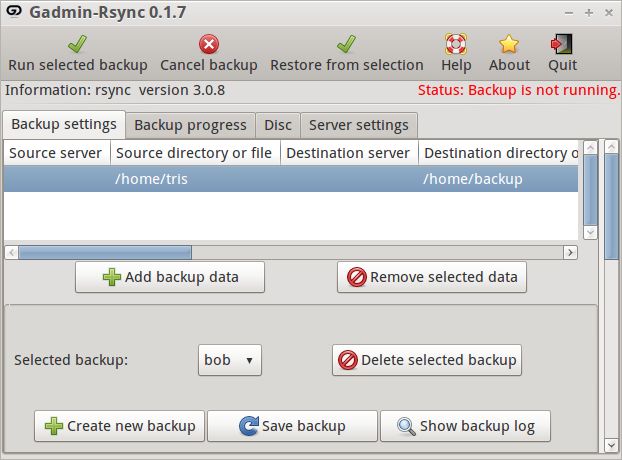 gadmin-rsync — Инструмент настройки GTK+ для rsync