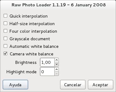 gimp-dcraw — Плагин GIMP для загрузки цифровых фотографий RAW
