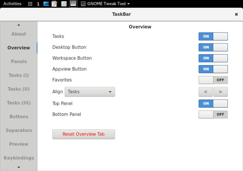 gnome-shell-extension-taskbar — Расширение TaskBar для оболочки GNOME