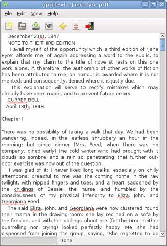 gpdftext — Текстовый редактор GTK+ для PDF-файлов в формате ebook