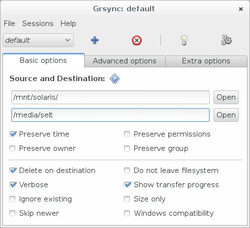 grsync — GTK+ интерфейс для rsync