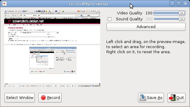 gtk-recordmydesktop — Графический интерфейс для инструмента screencast recordMyDesktop