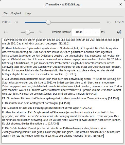 gtranscribe — простой инструмент GTK+, ориентированный на легкую транскрипцию произносимых слов