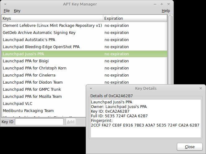 gui-apt-key — Графический менеджер ключей для APT