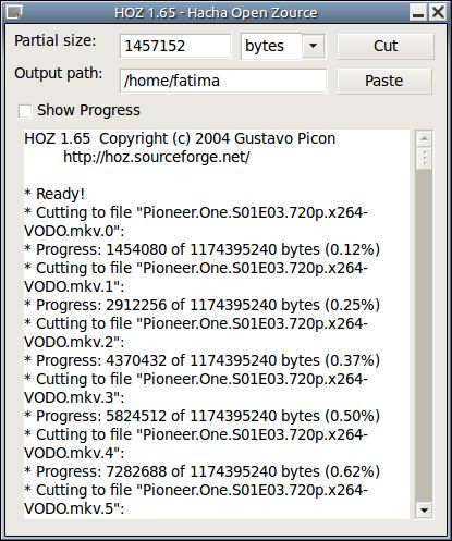 hoz-gui — файловый сплиттер, который использует формат файла hacha