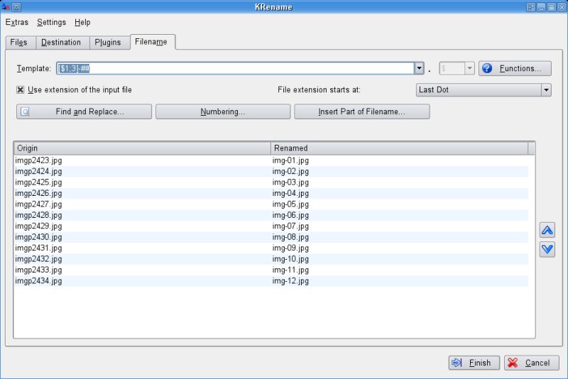 krename — мощный пакетный переименование для KDE