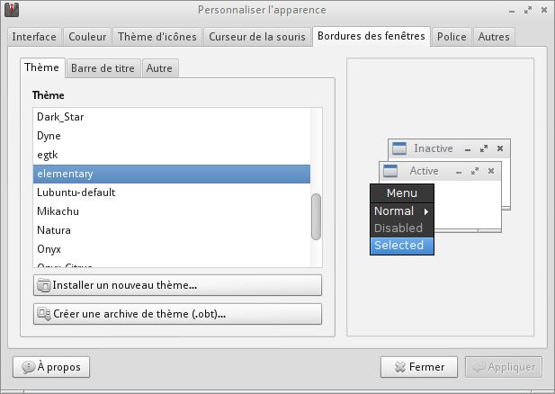 lxappearance-obconf — LXDE GTK+ переключатель тем (плагин)