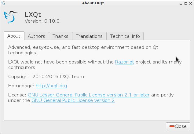 lxqt-about — О экране для LXQt