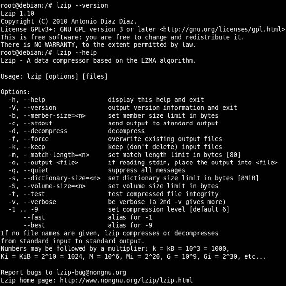 lzip — без потерь данных на основе алгоритма LZMA