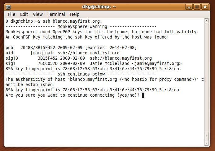 monkeysphere — использовать трафик доверия OpenPGP для аутентификации SSH и TLS