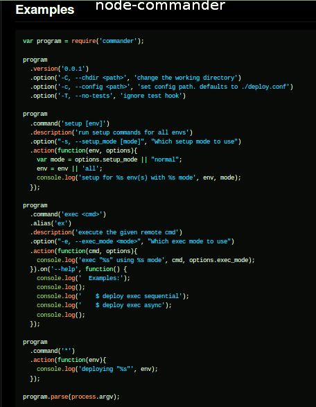 node-commander — Полное решение для интерфейсов командной строки Node.js