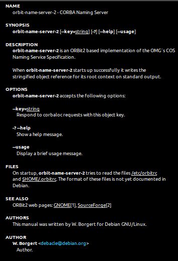orbit2-nameserver — высокопроизводительная реализация CORBA - сервер имен