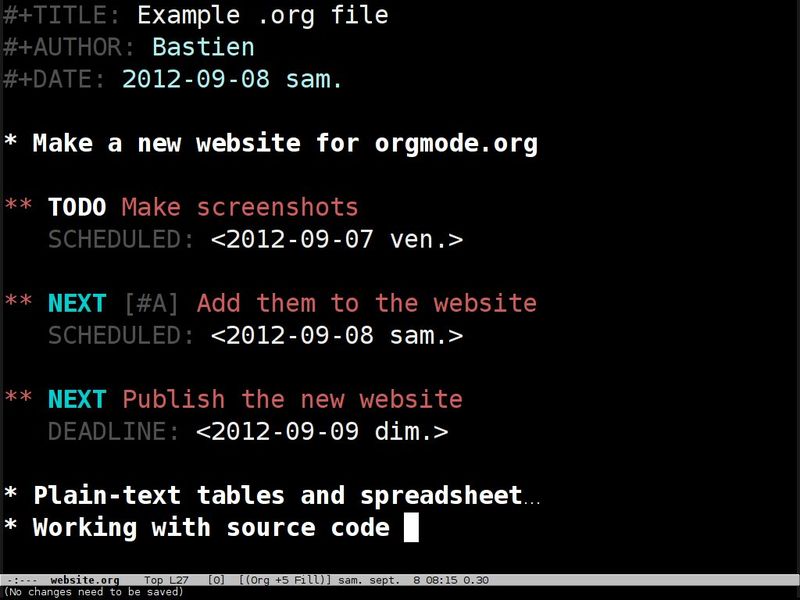 org-mode — вести заметки, вести списки ToDo и планировать проект в emacs