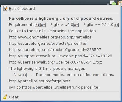 parcellite — облегченный менеджер буфера обмена GTK+