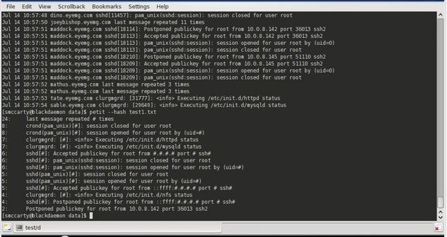 petit — инструмент анализа журналов для файлов syslog, apache и raw log