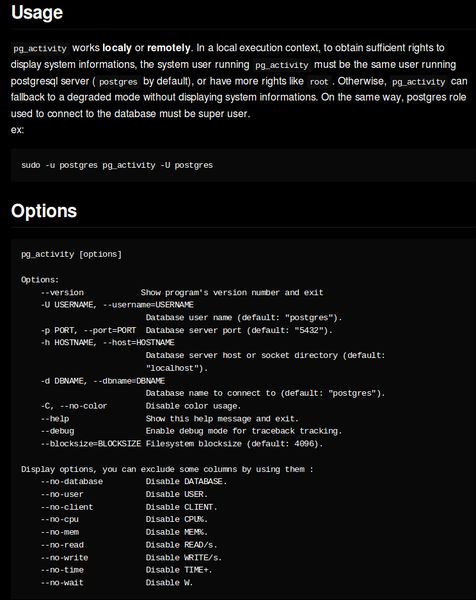 pg-activity — Средство мониторинга сервера баз данных Realtime PostgreSQL