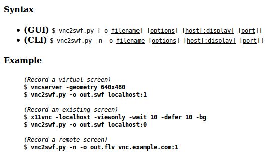 pyvnc2swf — инструмент для записи экрана с выводом Flash (SWF)