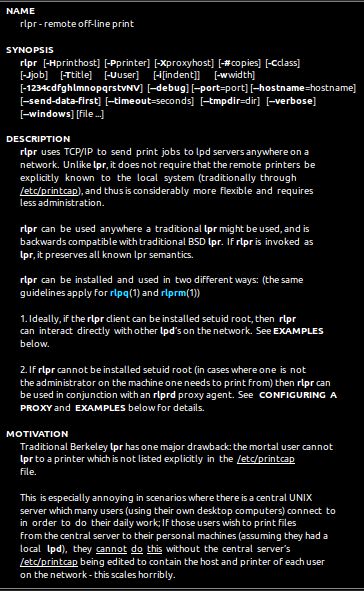 rlpr — Утилита для печати lpd без использования /etc/printcap