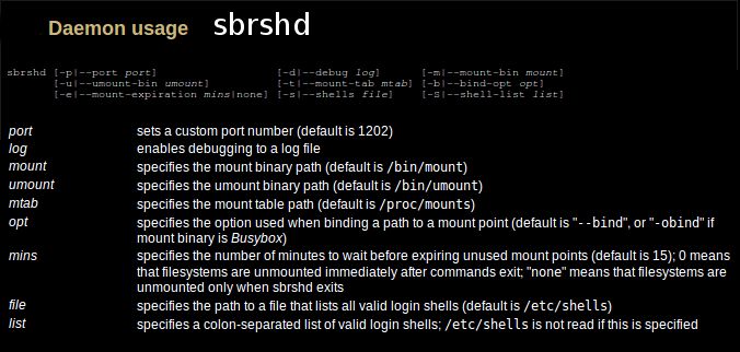 sbrshd — Демона удаленной оболочки Scratchbox