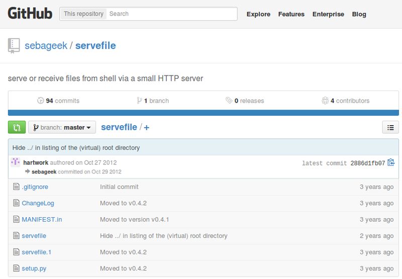 servefile — обслуживать или получать файлы из оболочки через небольшой HTTP-сервер