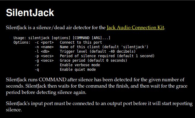 silentjack — детектор тишины для аудиосистемы JACK