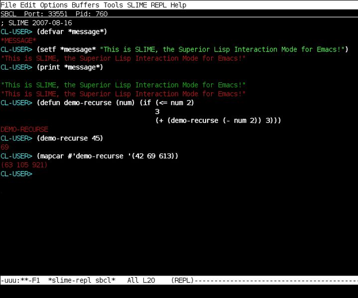 slime — Превосходный режим взаимодействия LISP для Emacs