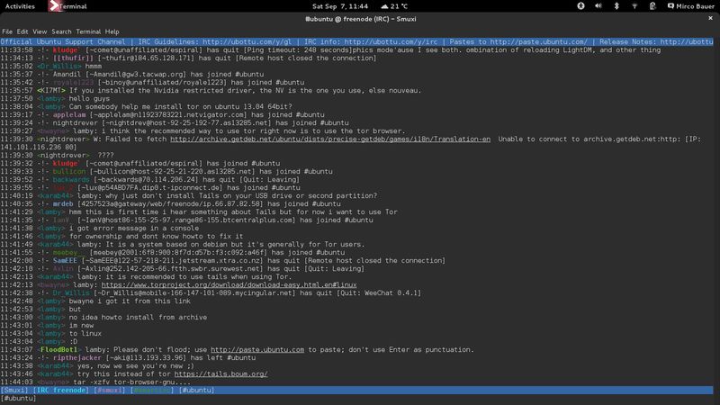 smuxi-frontend-stfl — Интерфейс STFL для Smuxi (экспериментальный)