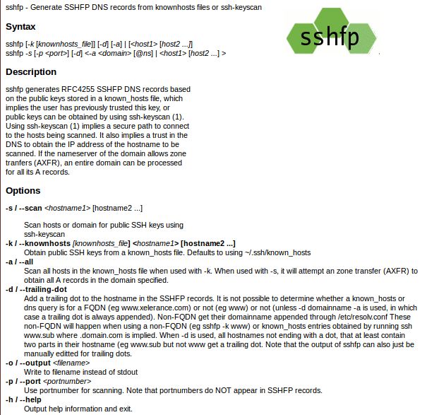 sshfp — Генератор записей DNS SSHFP