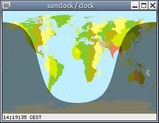 sunclock — модные часы, показывающие время и географические данные