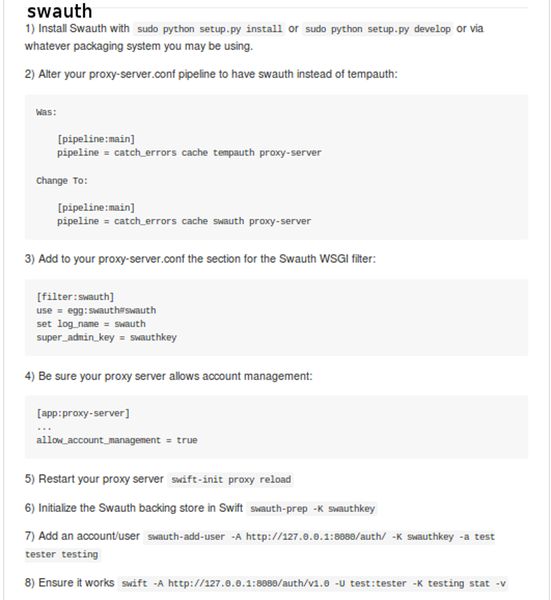swauth — альтернативная система аутентификации для Swift