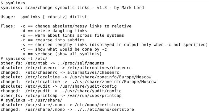 symlinks — scan / change символические ссылки