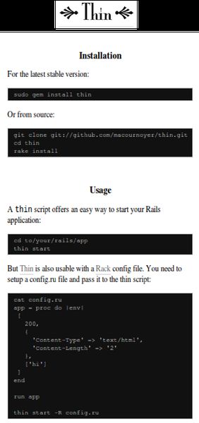thin — быстрый и очень простой веб-сервер Ruby