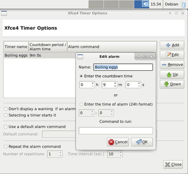 xfce4-timer-plugin — таймер для панели Xfce