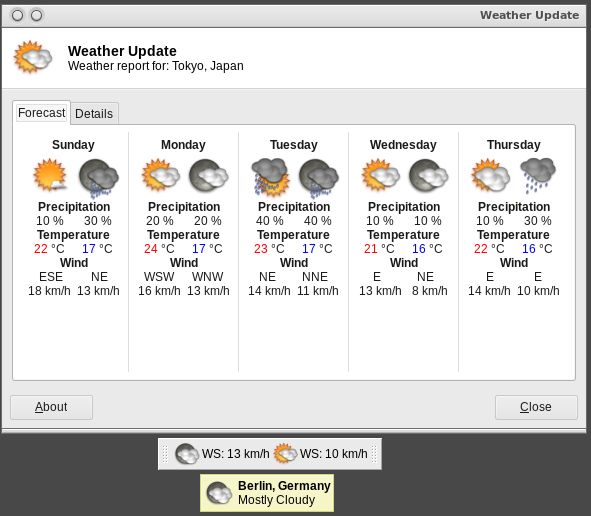 xfce4-weather-plugin — плагин информации о погоде для панели Xfce4