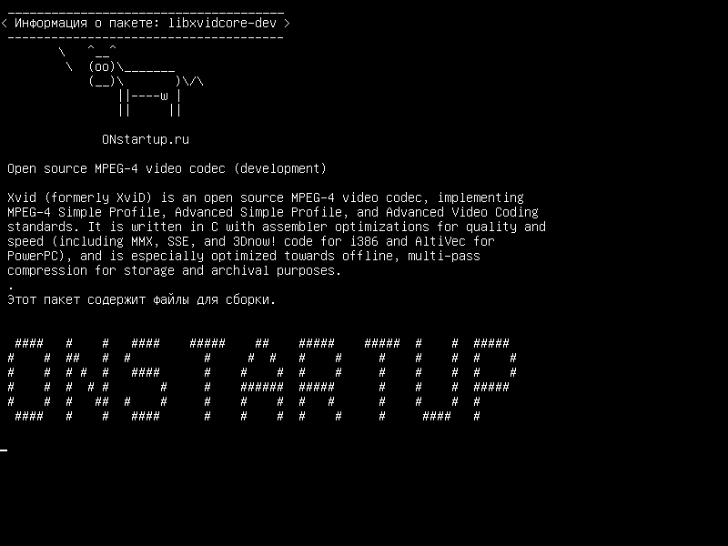 libxvidcore-dev — Видеокодек MPEG-4 с открытым исходным кодом (разработка)
