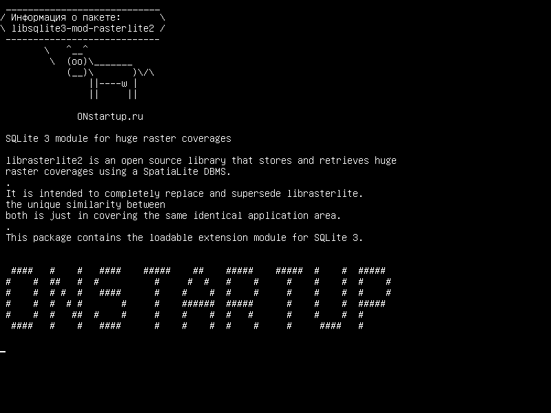 libsqlite3-mod-rasterlite2 — Модуль SQLite 3 для огромных растровых покрытий