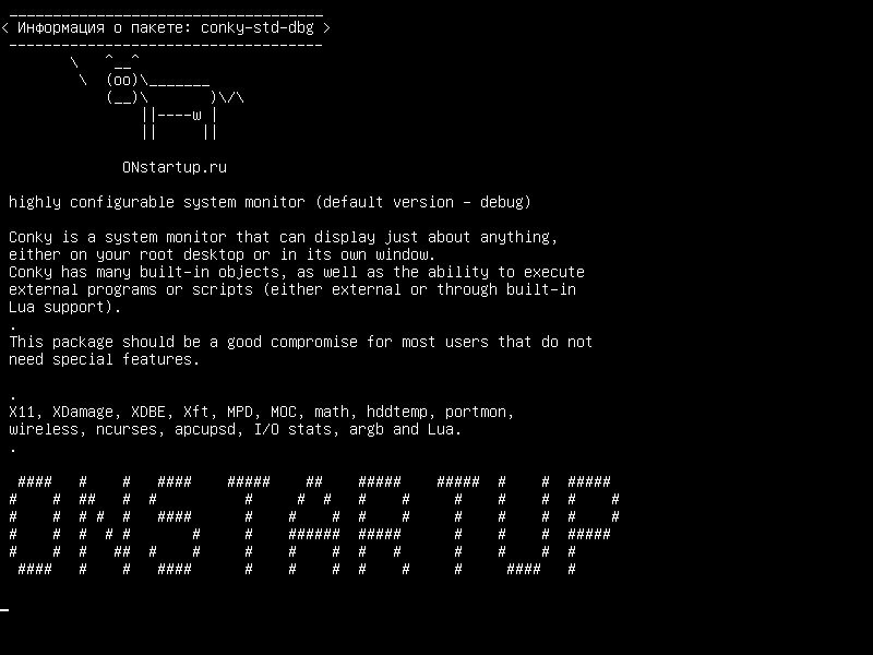 conky-std-dbg — высоко настраиваемый системный монитор (версия по умолчанию - отладка)