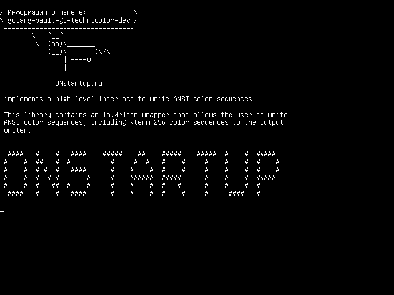 golang-pault-go-technicolor-dev — реализует интерфейс высокого уровня для записи цветовых последовательностей ANSI